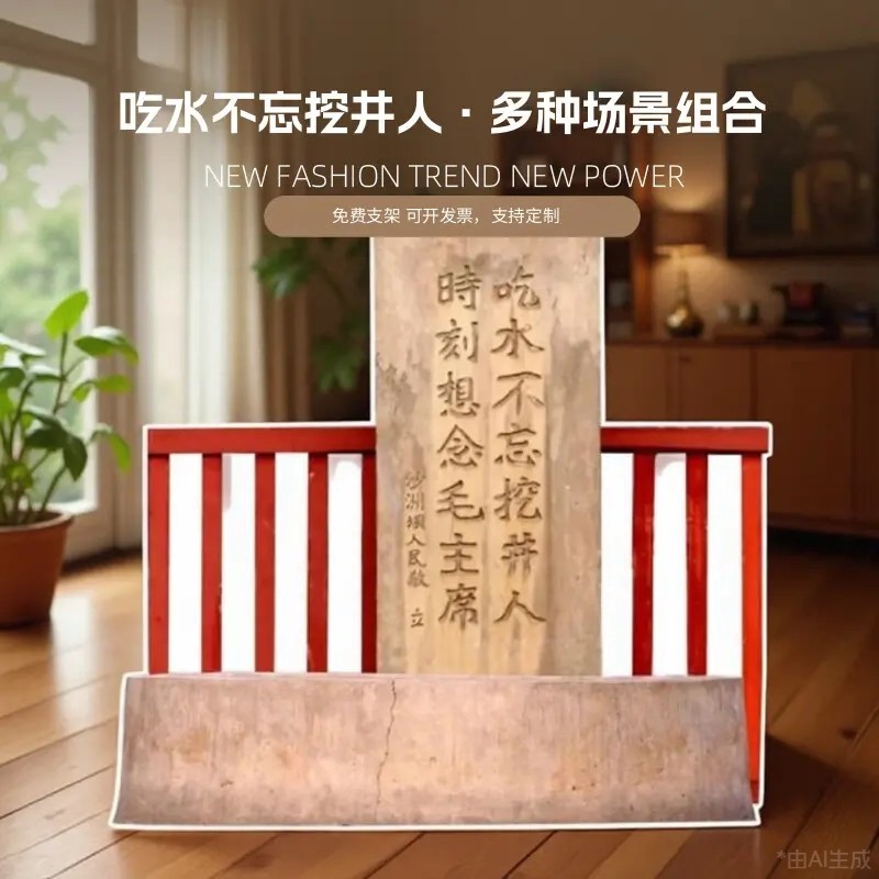 KT板喝水不忘挖井人水井猴子捞