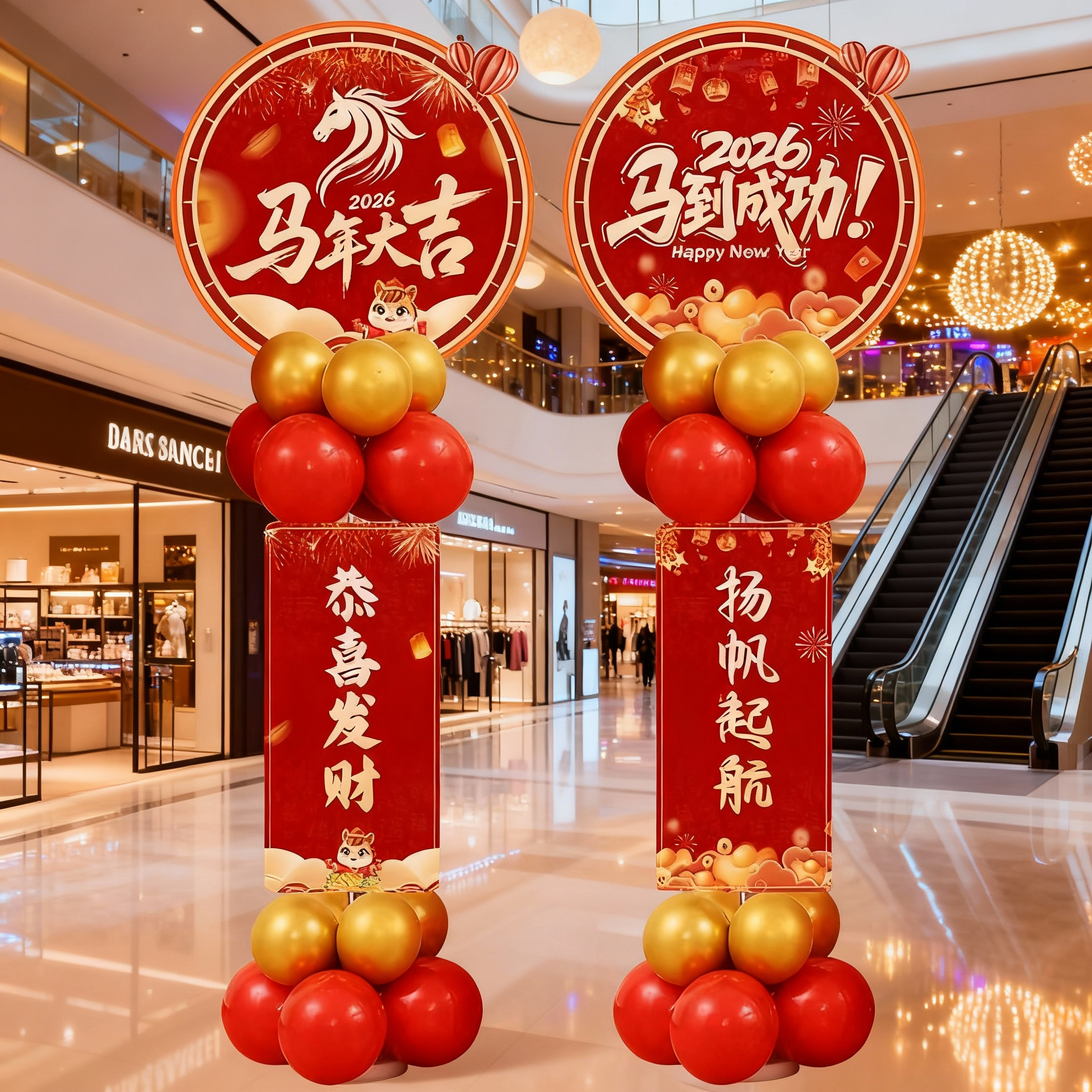 马年开门红职场装饰布置新年元旦春节保险公司迎宾KT立牌氛围装扮