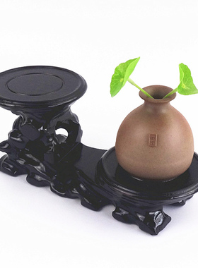 红木工艺品玉器木雕奇石紫砂壶底座摆件高低茶壶实木盆栽底座木托