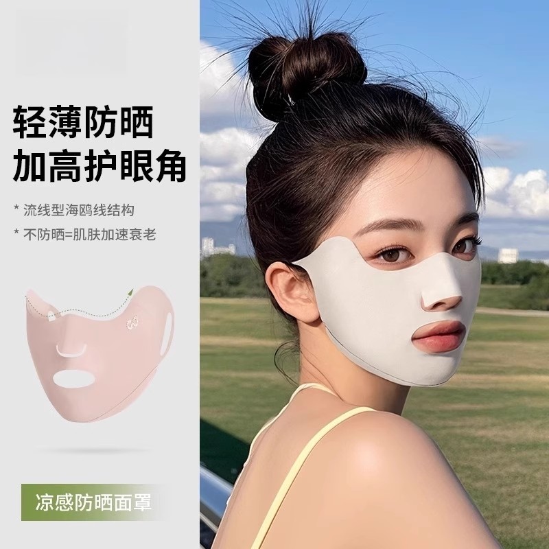 户外运动防晒口罩跑步高尔夫专用冰丝挂耳露嘴鼻面罩透气防紫外线