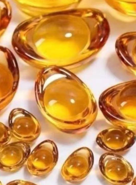 新品黄水晶元宝摆件百福米缸招财进宝聚财琉璃金元宝创意饰品摆件