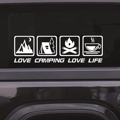 露营车贴野外篝火探险CANPING汽车装饰贴纸咖啡房车越野LOVE LIFE