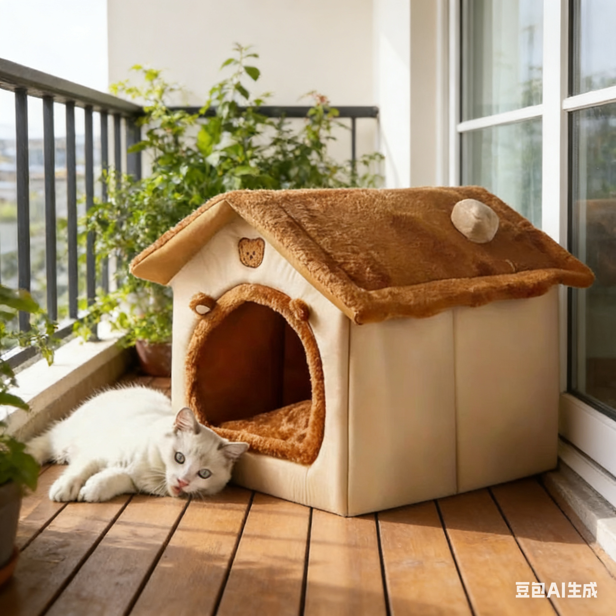 封闭式猫窝四季通用冬天保暖包裹式猫床猫咪睡窝 安全感躲避狗窝