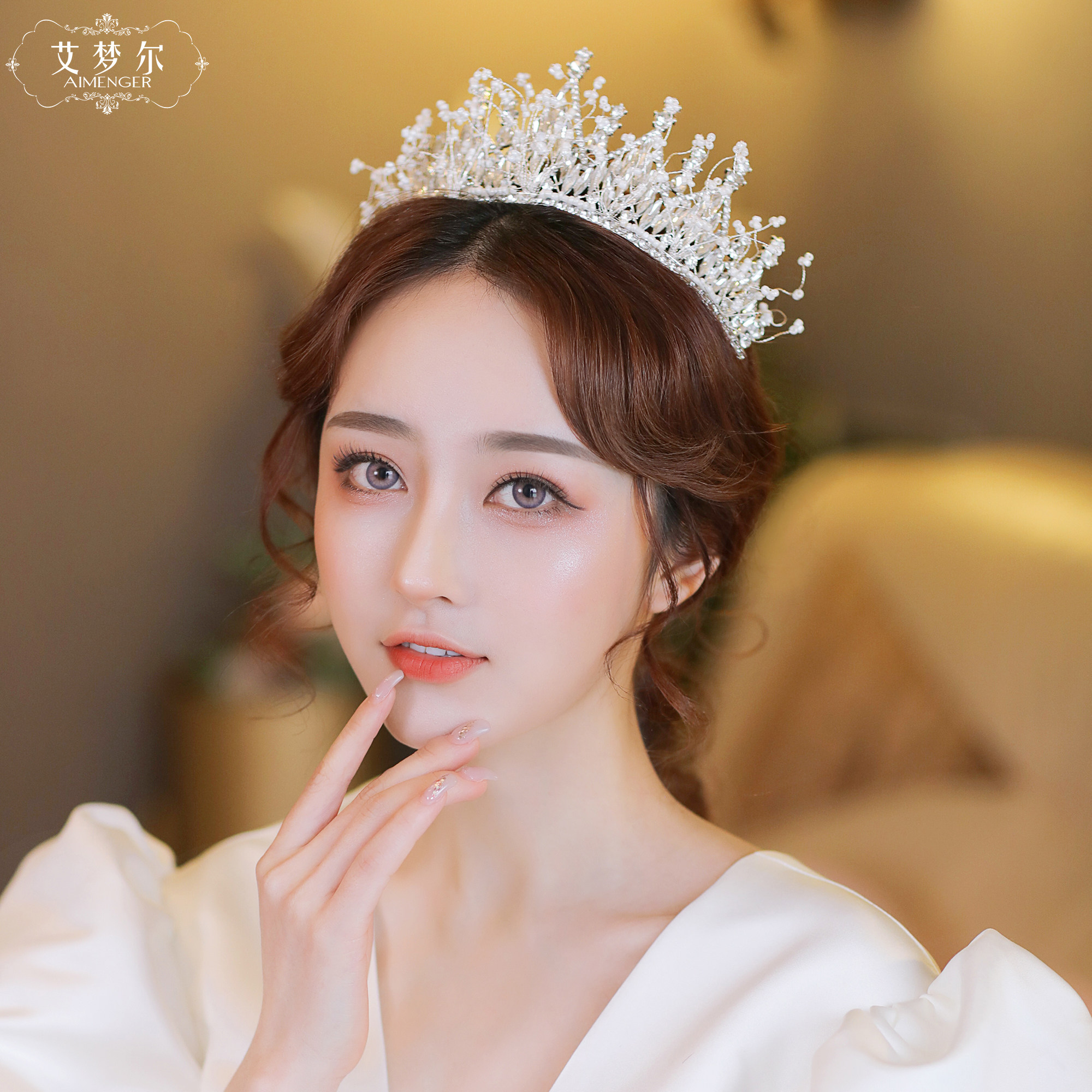 礼森系结婚头饰王冠皇冠女十八岁生日公主超仙成人婚纱新娘发饰