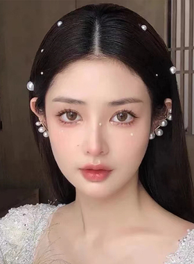 珍珠插针头饰耳夹发簪贴发贴面脸部影楼拍照造型美甲新娘妆容饰品