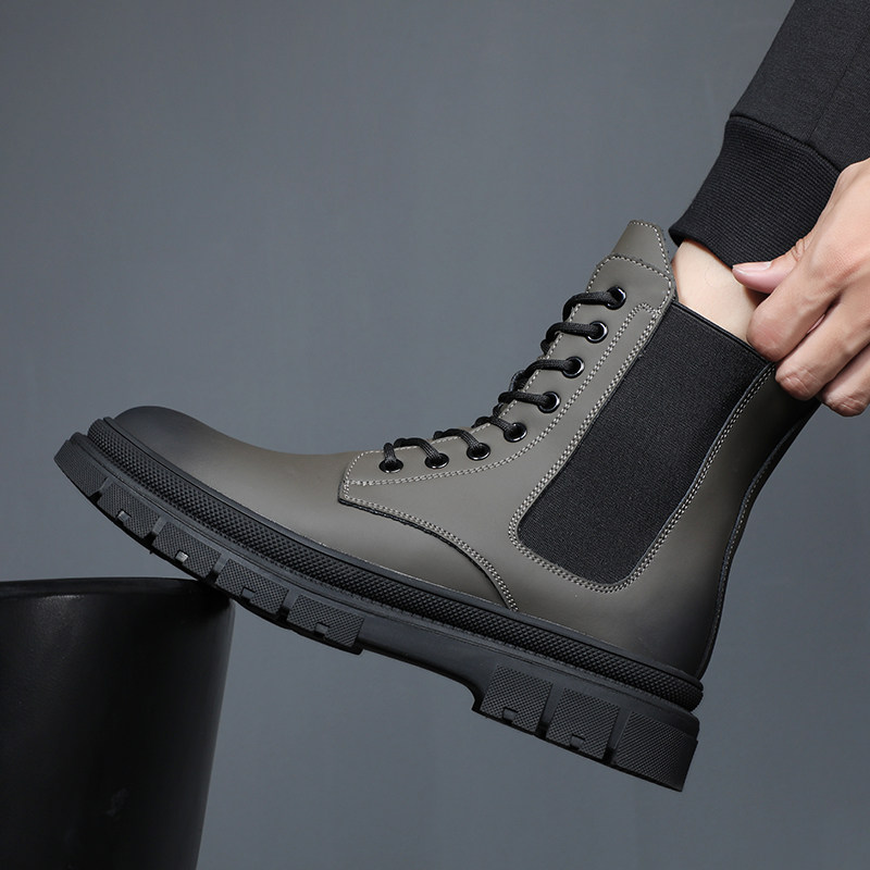 CHELSEA BOOTS MENS FALL|WINTER FLEECE HIGH-TOP BOOTS MENS ENGLISH MARTIN BOOTS MENS CHIMNEY LEATHER BOOTS CARGO BOOTS TRENDS