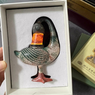 陕西博物馆文创树脂雁鱼铜灯冰箱贴彩绘会发光文艺旅游复古纪念品