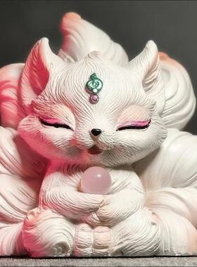 九尾狐摆件灵狐堂口神像佛堂桌面家用车载装饰品