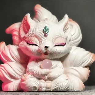九尾狐摆件灵狐堂口神像佛堂桌面家用车载装饰品