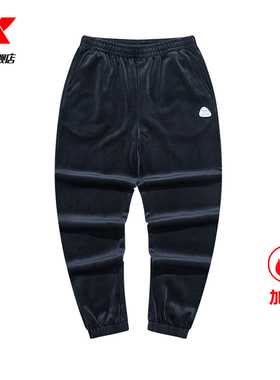 特步运动裤女2022年冬季灯芯绒宽松保暖束脚针织长裤978428630298