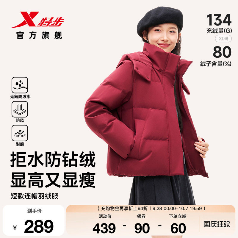 羽翼有暖气短款立领保暖羽绒服女
