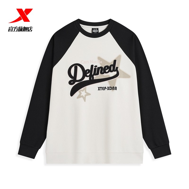 特步卫衣女士2024秋季新款潮流复古长袖休闲套头T恤976328920211