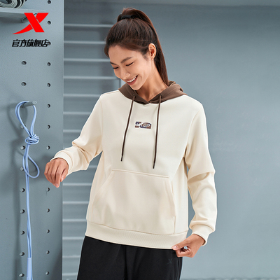 特步连帽卫衣女2024特价款冬季休闲长袖女装运动上衣976428930126