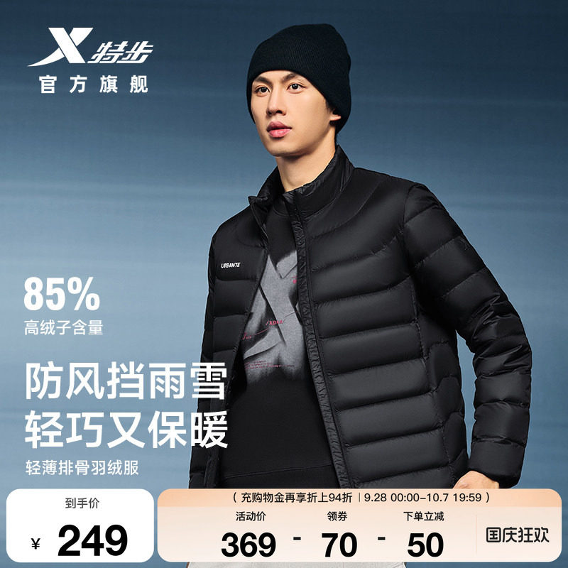 羽翼有暖气排骨轻薄款羽绒服男