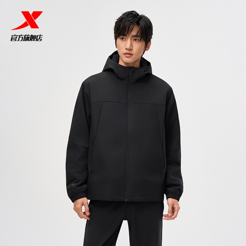 特步冲锋风衣男2025年新款冬季宽松上衣户外防风外套975429160051