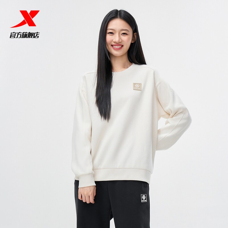 特步运动卫衣女款2025秋冬新款内搭长袖上衣套头衫975428920241