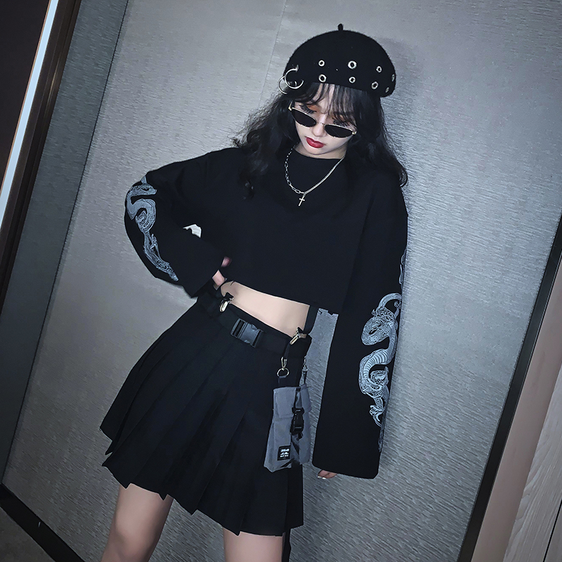 酷酷风格女装黑暗系帅气套装女秋季电竞少女jk百褶裙