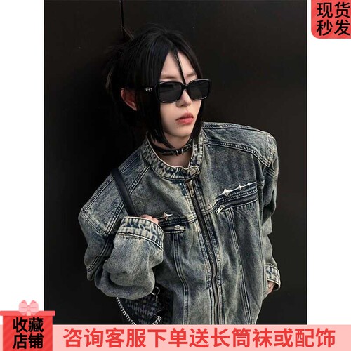 休闲开衫春秋牛仔夹克美式复古
