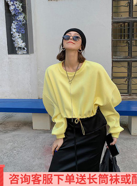 短款泡泡袖卫衣女修身显瘦2024秋新款设计感小众ins超火长袖上衣