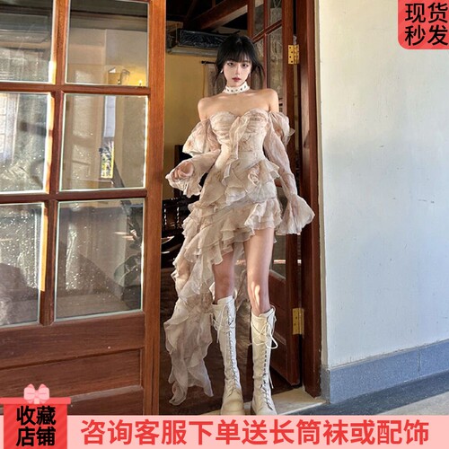 春夏新款不规则收腰长裙子