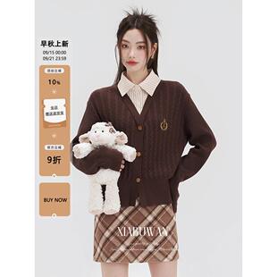 夏不晚英伦学院风毛衣女秋冬新款美拉德上衣内搭小个子针织衫外套