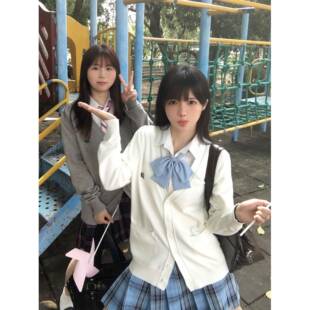 水济中JK毛衣开衫外套女秋冬季日系学院风制服校供感长袖针织上衣