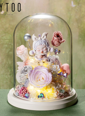 永生花玫瑰泡泡玛特温度潮玩盲盒摆件生日礼物情人节送女友送闺蜜