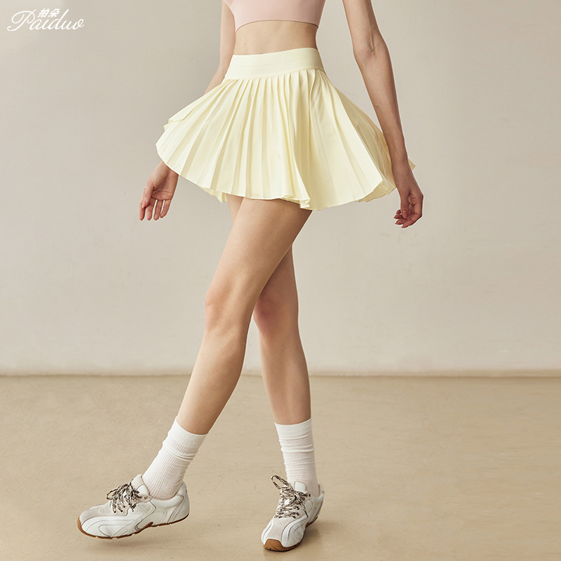 拍朵不规则百褶运动短裤含内衬