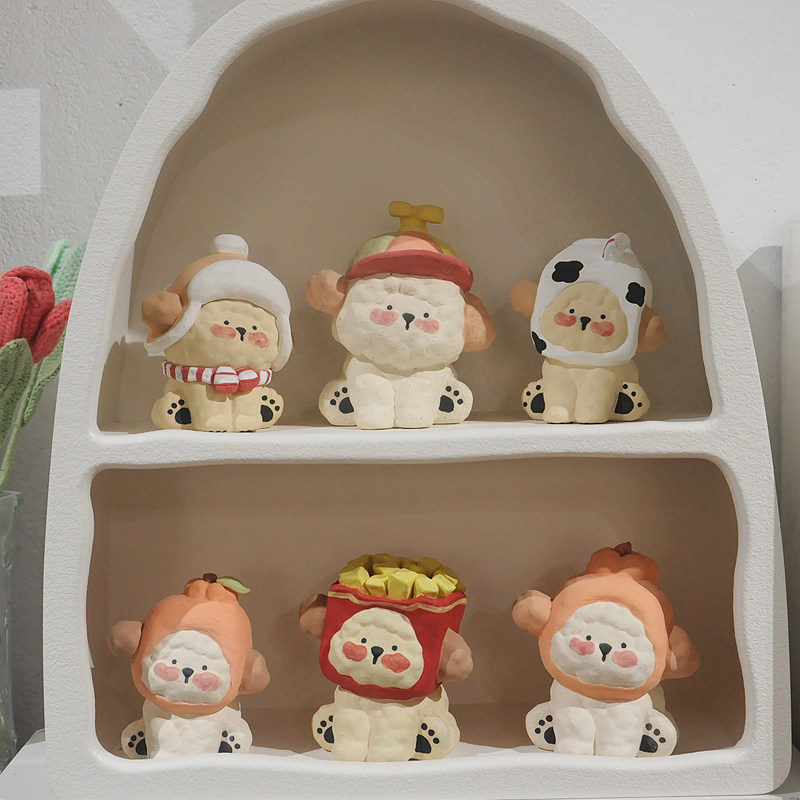 干土人丫|设计师手工陶瓷摆件可爱小狗冰箱贴茶宠家居桌面装饰品