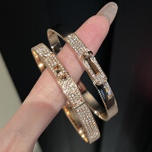 玫瑰金新款 满钻kelly满天星手镯女小众轻奢感h手环送女友生日礼物