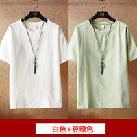 Cotton and linen short-sleeved men's summer thin, loose, large-sized half-sleeve trendy brand ice silk cotton and linen men's T-shirt from Guangzhou Thirteen Factories thumbnail 7