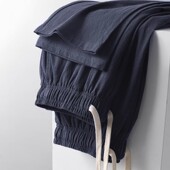 棉麻感 新款 藏蓝色直筒休闲裤 男女夏季 宽松显瘦阔腿裤 太舒服了