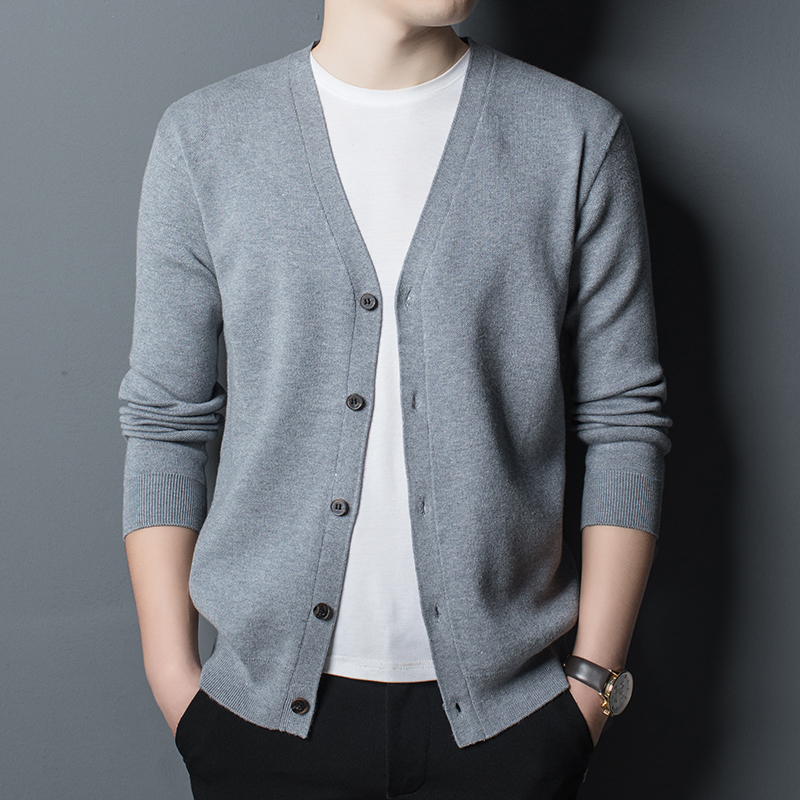 春秋薄款针织男士开衫外套潮流