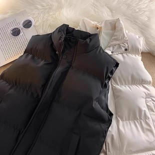 外穿百搭韩系无袖 2024新款 棉服马夹坎肩外套 冬季 黑色马甲女款