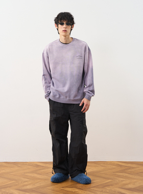 THE CONFUSION LAB 500G重磅洗水紫色渐变圆领卫衣