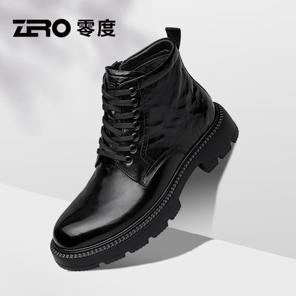 ZRO零度男靴冬季新款加绒保暖真皮高帮防风防滑耐磨马丁靴男