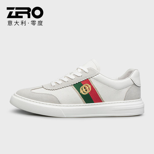 Zero零度男鞋板鞋男款2023春季新款男士皮鞋真皮轻质时尚柔软潮鞋