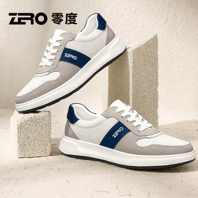 ZRO男鞋2025夏季新款厚底轻便运动休闲鞋男士真皮冲孔透气潮鞋