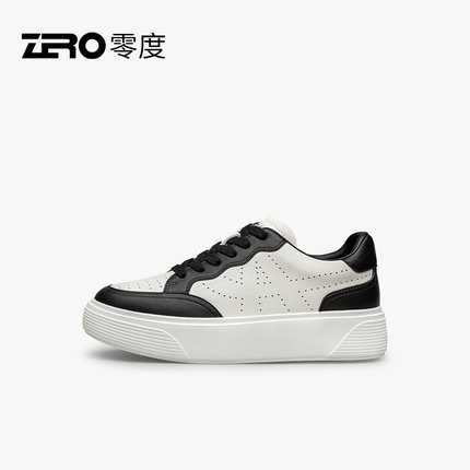 【女鞋】ZRO零度休闲黑白系列厚底板鞋女 真皮透气小白鞋时尚大气