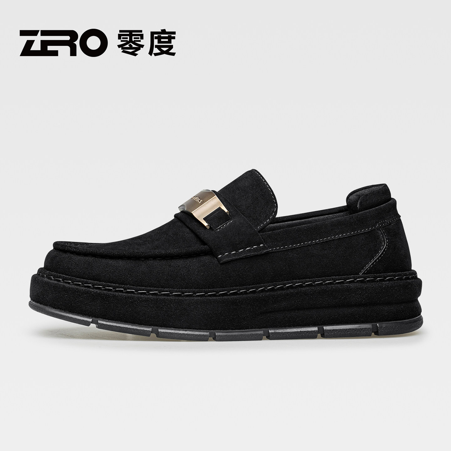 【防泼水】ZRO零度休闲皮鞋手工皮包底真皮时尚厚底增高乐福鞋男