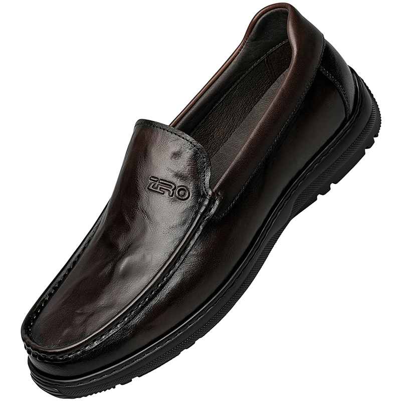 【舒适爆米花】ZRO零度公务一脚蹬全黑皮鞋2025秋季新款轻便缓震