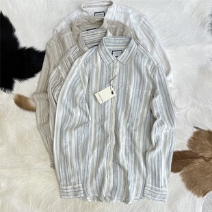 荷兰订单 纯原 50%亚麻 50%黏胶纤维 男士自然植物纤维垂感衬衫