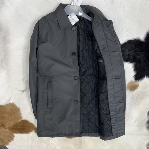 出口欧洲 外贸男士防风防水加厚保暖夹棉中长款风衣外套