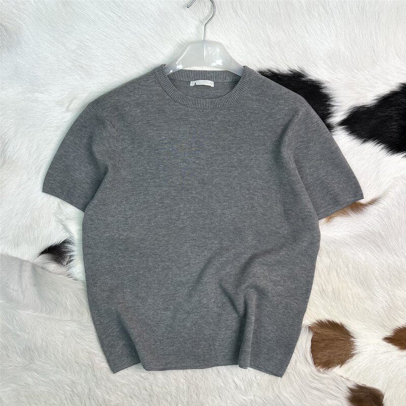 西班牙纯原 少量 79%棉 男士圆领针织松弛感毛衣 灰色