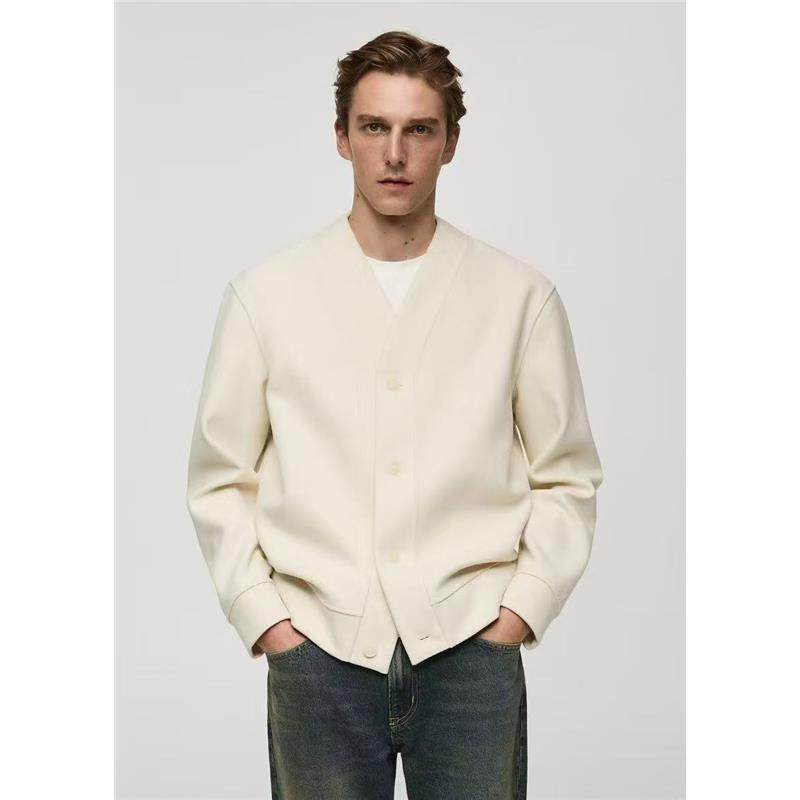 西班牙订单 小众和尚领 儒雅白色 男女情况春款小外套