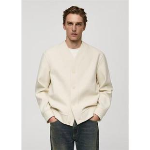 西班牙订单 小众和尚领 儒雅白色 男女情况春款小外套