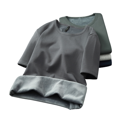 加绒加厚短袖t恤大码胖子男内衣