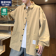男装 纯棉衬衫 外套青少年潮胖子加肥加大大码 宽松休闲长袖 男春秋季