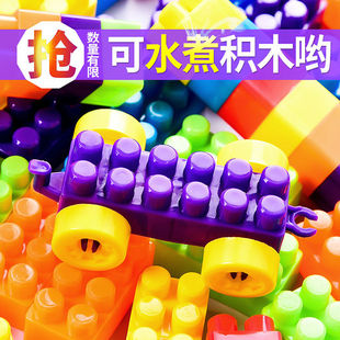 送小猪一家4口城堡模型】塑料积木玩具车大颗粒儿童拼装益智早教