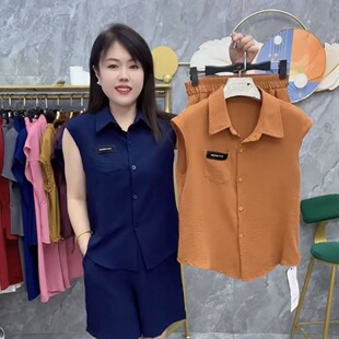 上衣阔腿裤 2025夏季 减龄两件套潮 女洋气宽松显瘦短袖 套装 新款 时尚